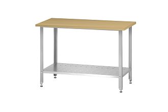 Стол кондитерский СПРн - 1500x600x860 Norma Inox, бук/40 (полка перфорация, ножка угловая)