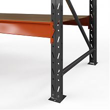 Секция приставная стеллажа металлического Оптима, 2500x1250x785 мм. Ярусы: 5 шт. фанера