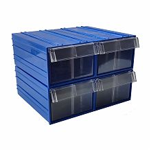 Кассетница с выдвижными ячейками (4хС-2-синий-прозрачный)