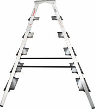 Стремянка алюминиевая двухсторонняя со ступенями 130 мм и площадкой 350х260 мм NV1127.6