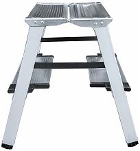 Стремянка двухсторонняя стальная с алюминиевыми ступенями 130 мм и площадкой 350х260 мм NV1147.2