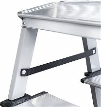 Стремянка двухсторонняя стальная с алюминиевыми ступенями 130 мм и площадкой 350х260 мм NV1147.5