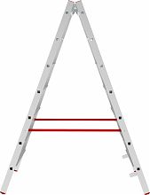 Индустриальная двухсторонняя алюминиевая стремянка с развальцованными ступенями NV5120.6