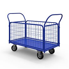 Тележка платформенная с сетчатыми бортами ТС 2 (600х900) г/п 550 кг.200 черная резина