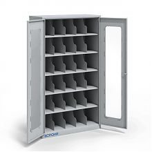 Металлический шкаф для 30 противогазов ХПГ-30, с дверьми из акрилового стекла